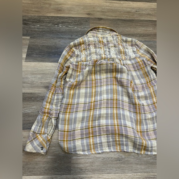 Free People Embroidered Magical Plaid Buttondown Shirt - Picture 10 of 11